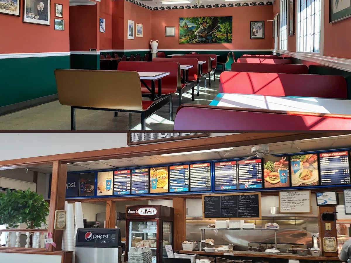 Restaurant exterior on Cheraw Street.