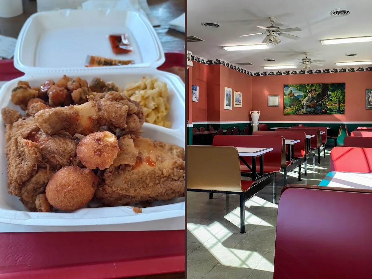 Restaurant exterior on Cheraw Street.